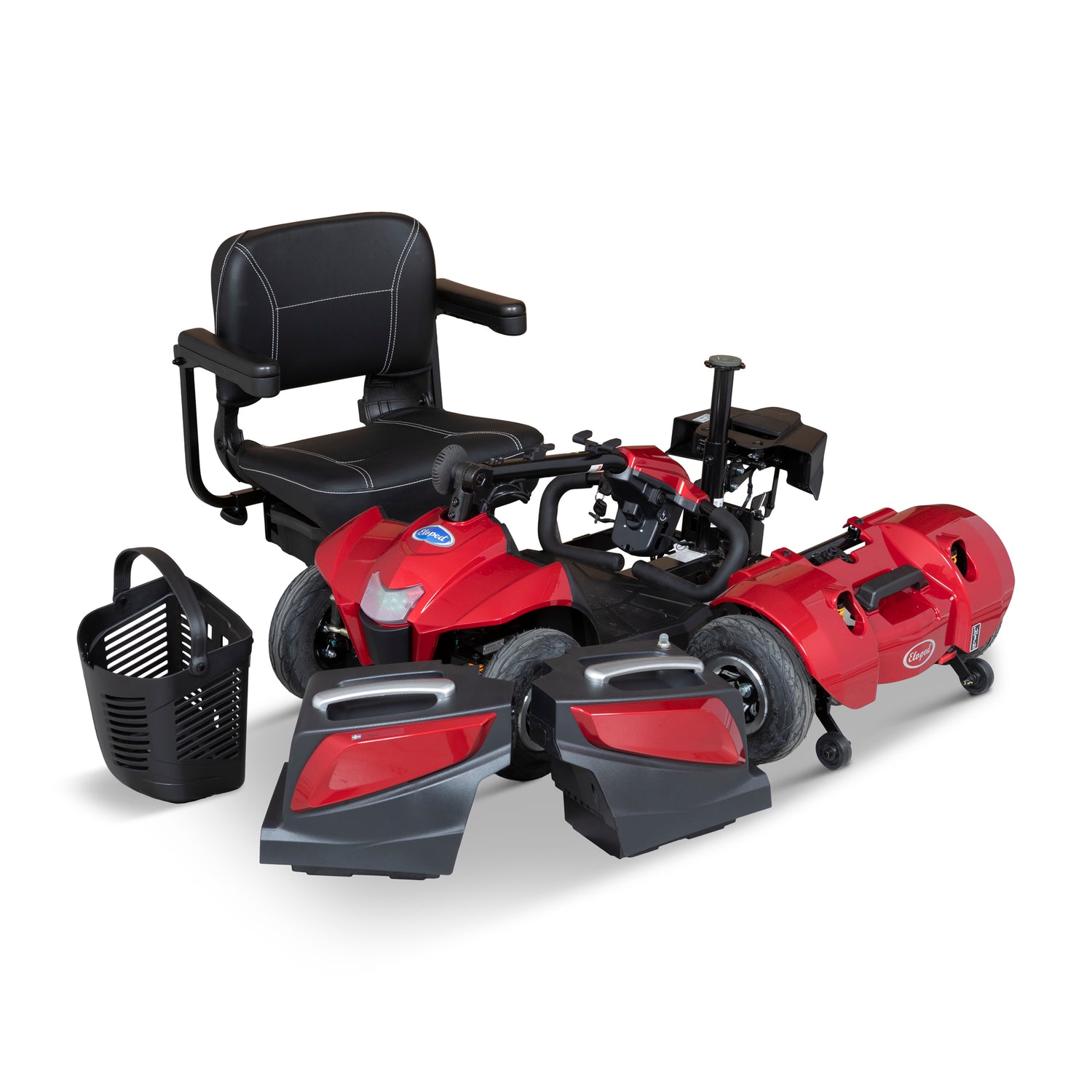 En nedmonterad röd promenadscooter Eloped