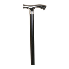 Svart käpp med nickelhandtag
